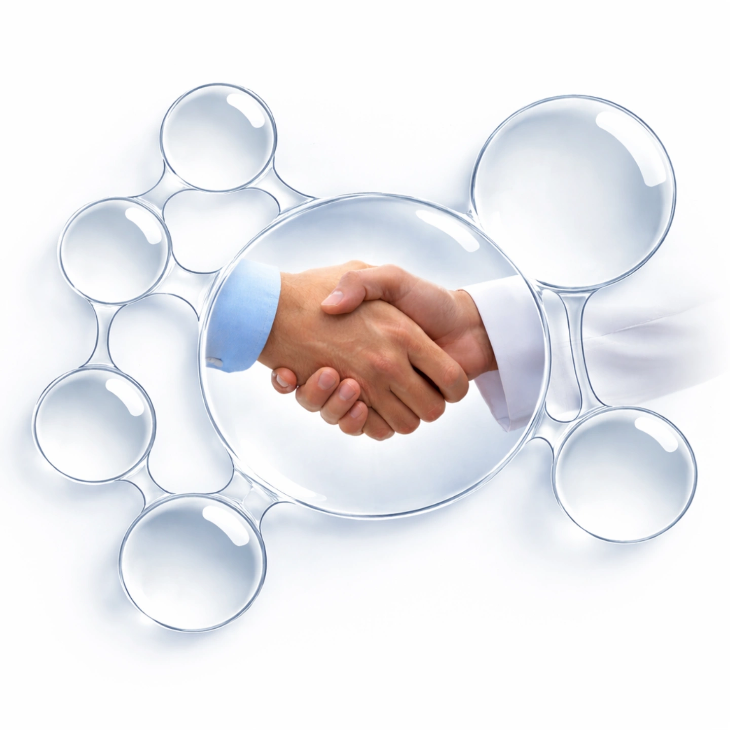 Transparent 3D molecular structure symbolizing scientific research, innovation, and clean technology.